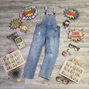 Betty & Veronica Archie Comic Strip Distressed Denim Overalls Size Small